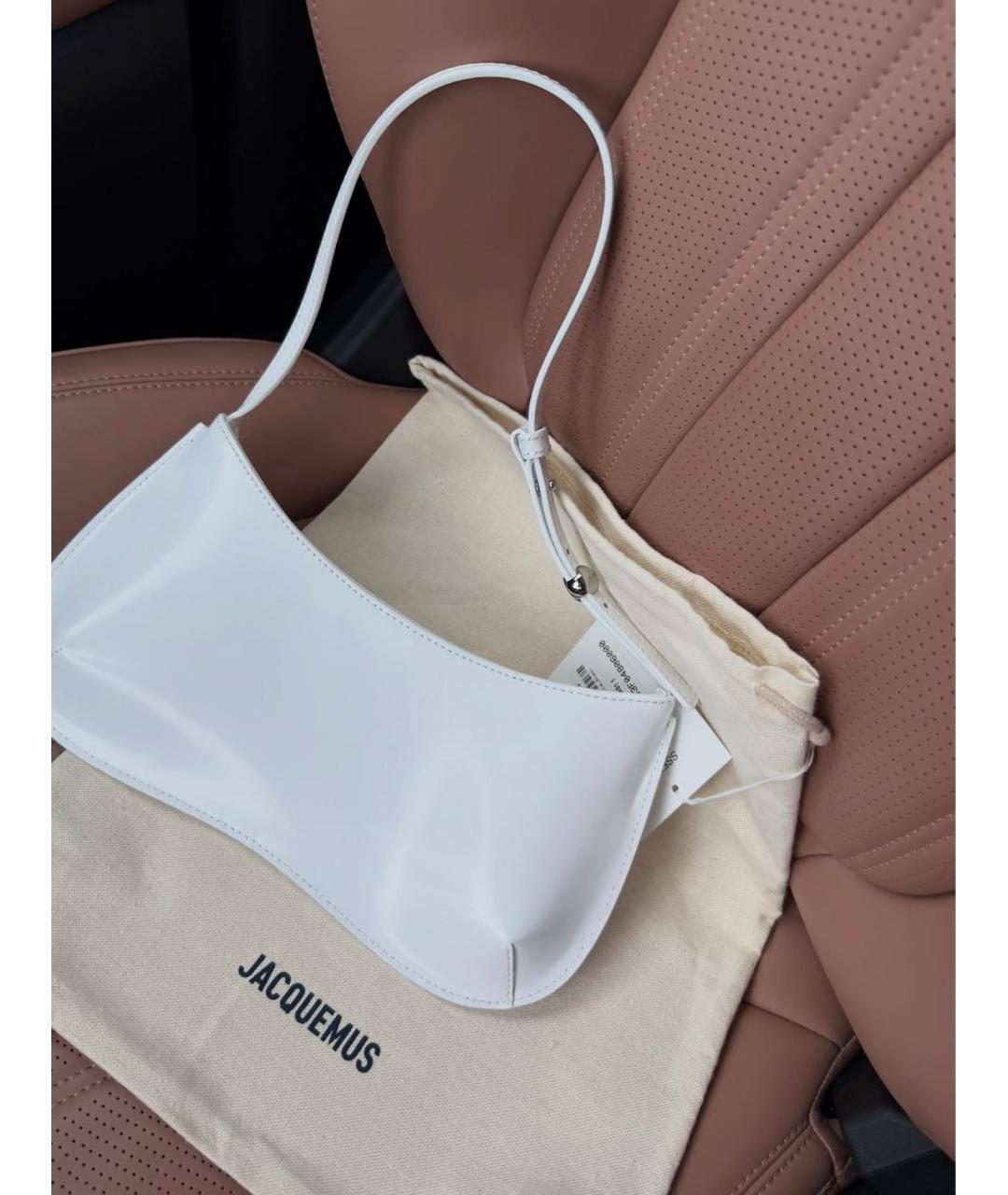 JACQUEMUS Белая кожаная сумка с короткими ручками, фото 7