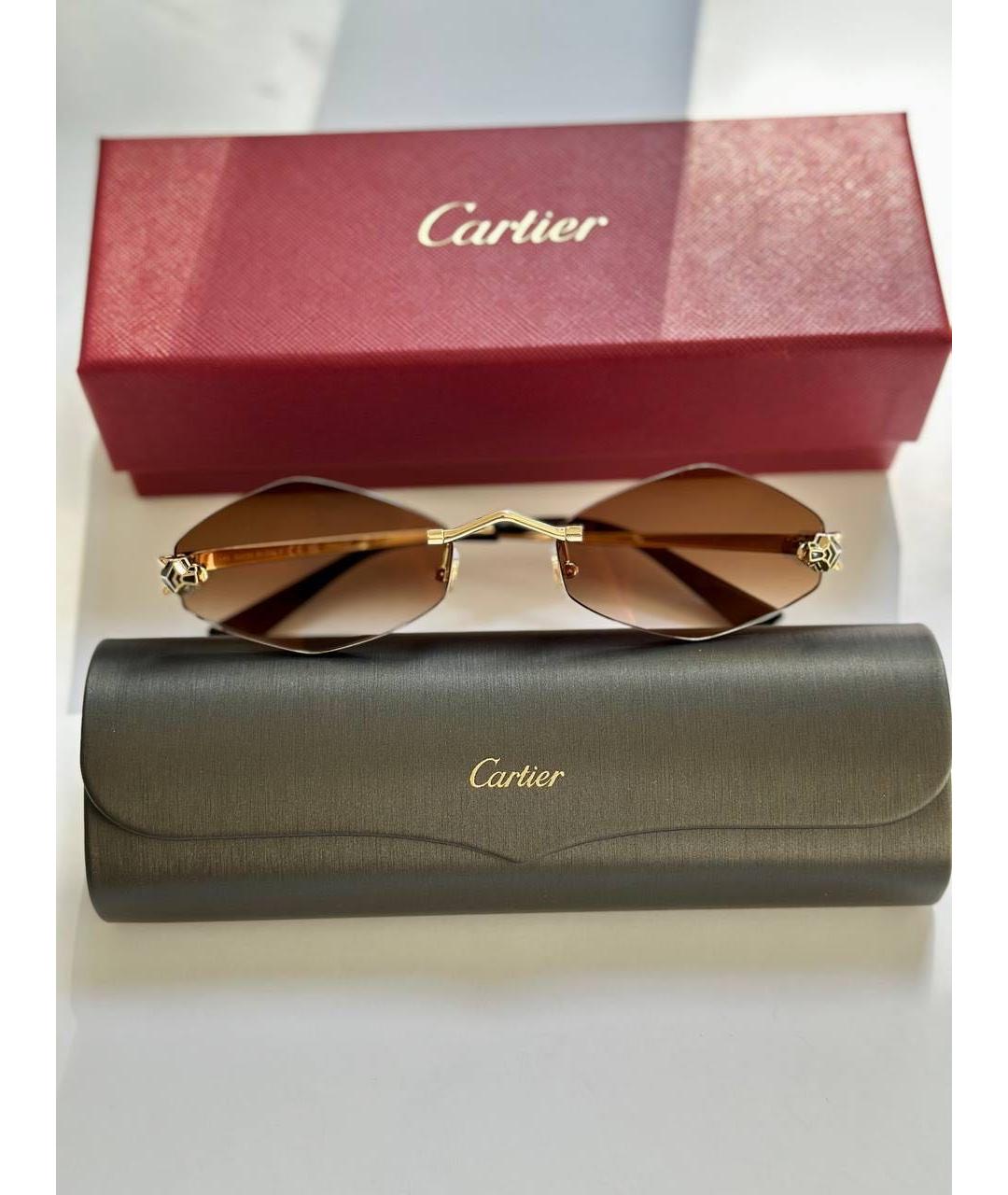 CARTIER Золотые металлические солнцезащитные очки, фото 5