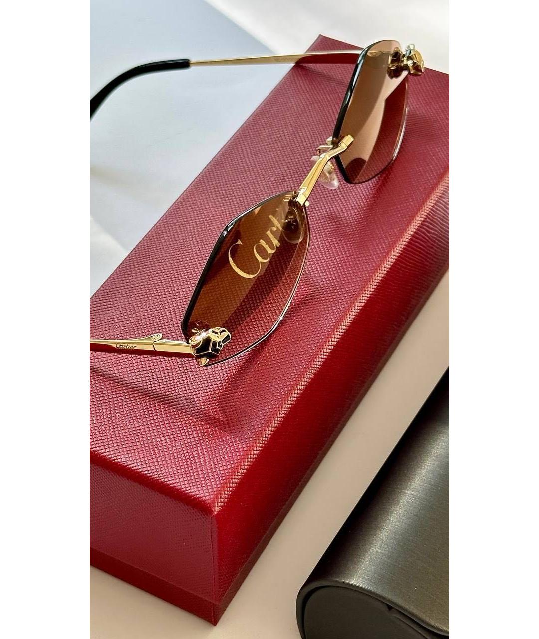 CARTIER Золотые металлические солнцезащитные очки, фото 2