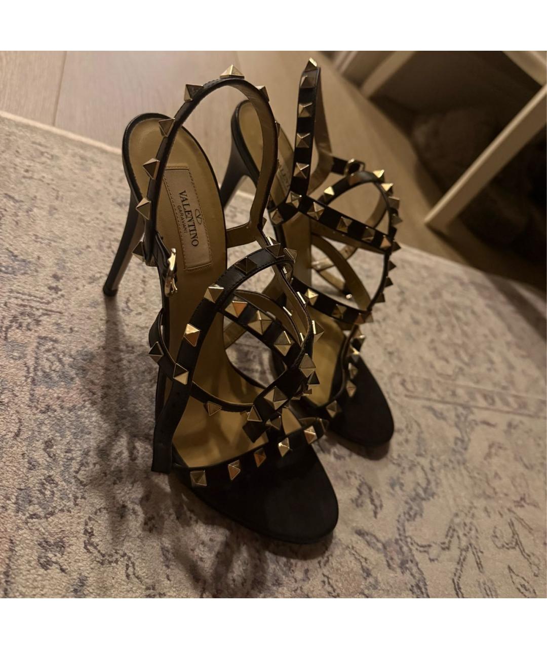 VALENTINO Черные кожаные босоножки, фото 3