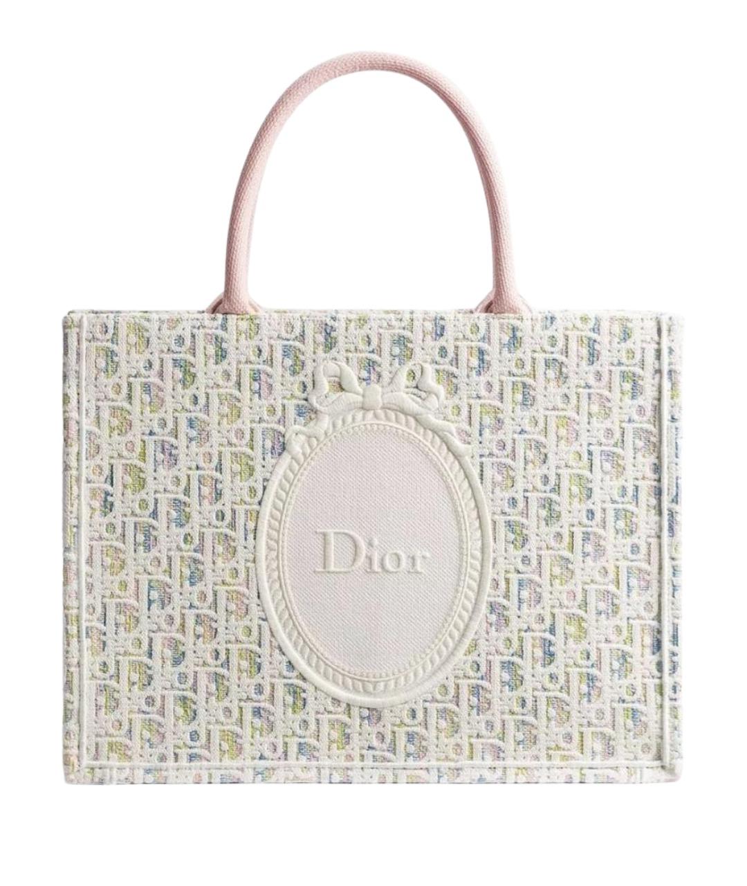 CHRISTIAN DIOR Белая сумка тоут из канвы, фото 1