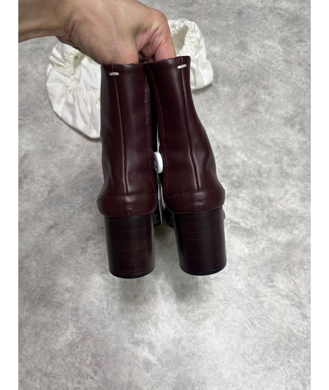 MAISON MARGIELA Бордовые кожаные ботильоны, фото 4