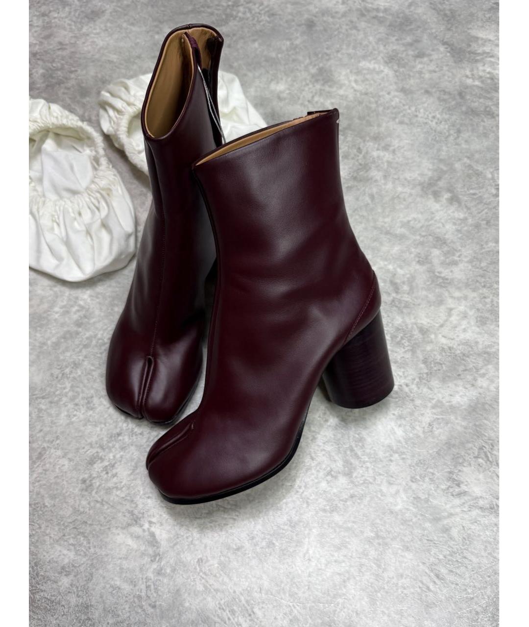 MAISON MARGIELA Бордовые кожаные ботильоны, фото 8