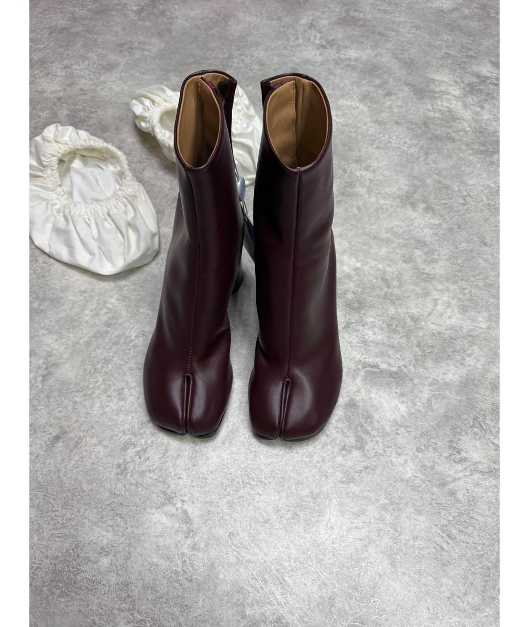MAISON MARGIELA Бордовые кожаные ботильоны, фото 2