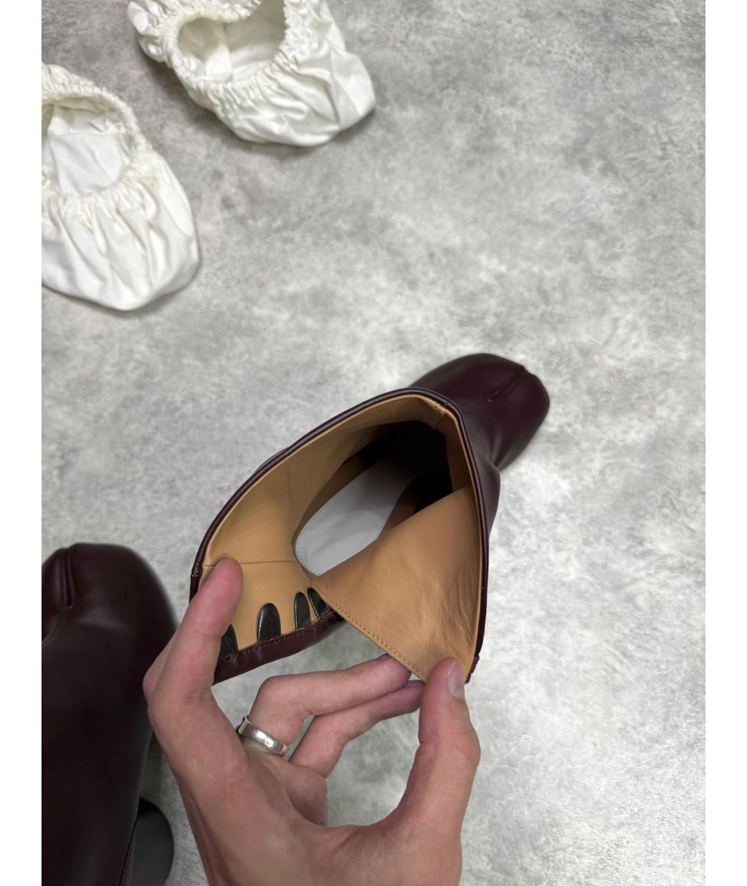 MAISON MARGIELA Бордовые кожаные ботильоны, фото 3
