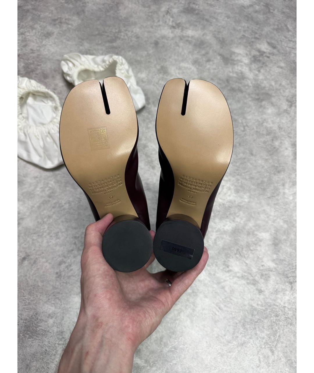MAISON MARGIELA Бордовые кожаные ботильоны, фото 5