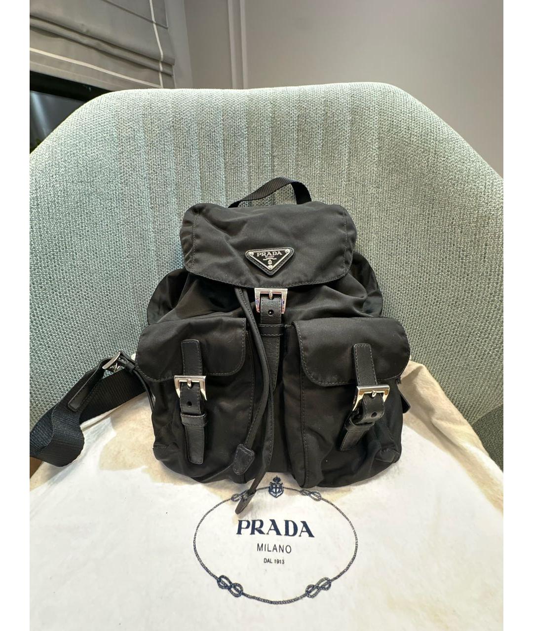 PRADA Черный нейлоновый рюкзак, фото 9