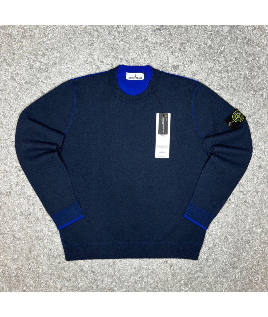 STONE ISLAND Темно-синий хлопковый джемпер / свитер, фото 7