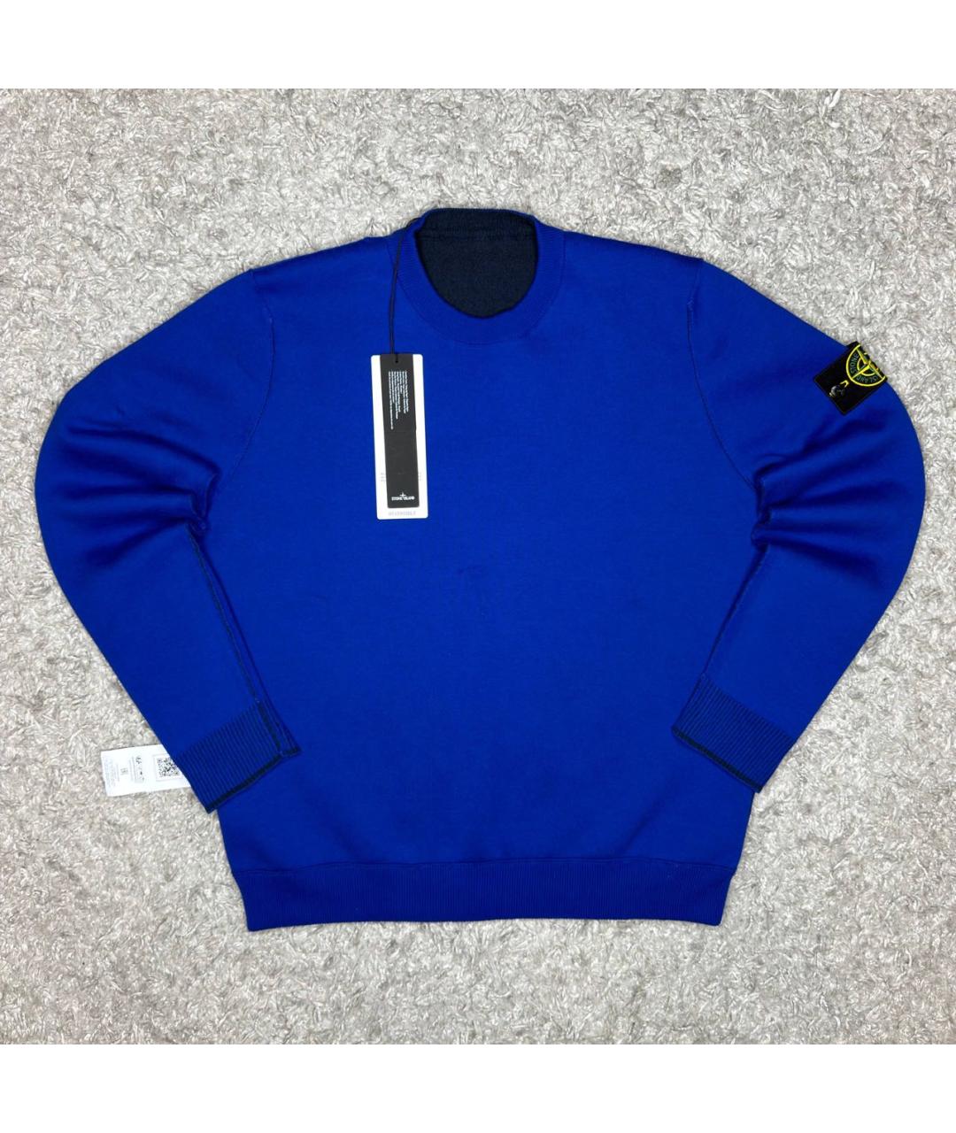 STONE ISLAND Темно-синий хлопковый джемпер / свитер, фото 2