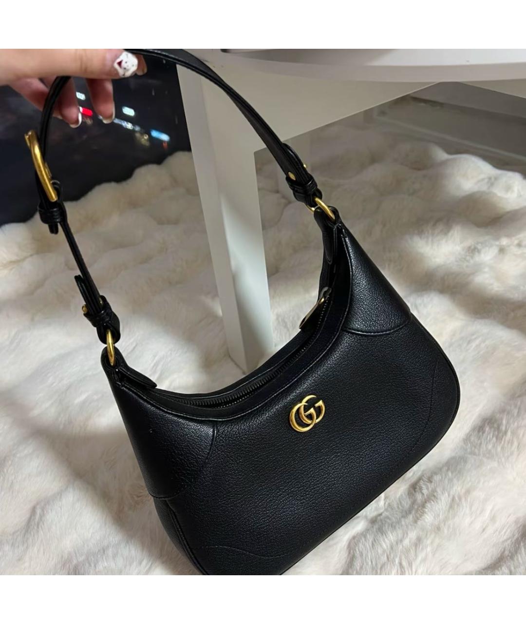 GUCCI Черная кожаная сумка с короткими ручками, фото 5