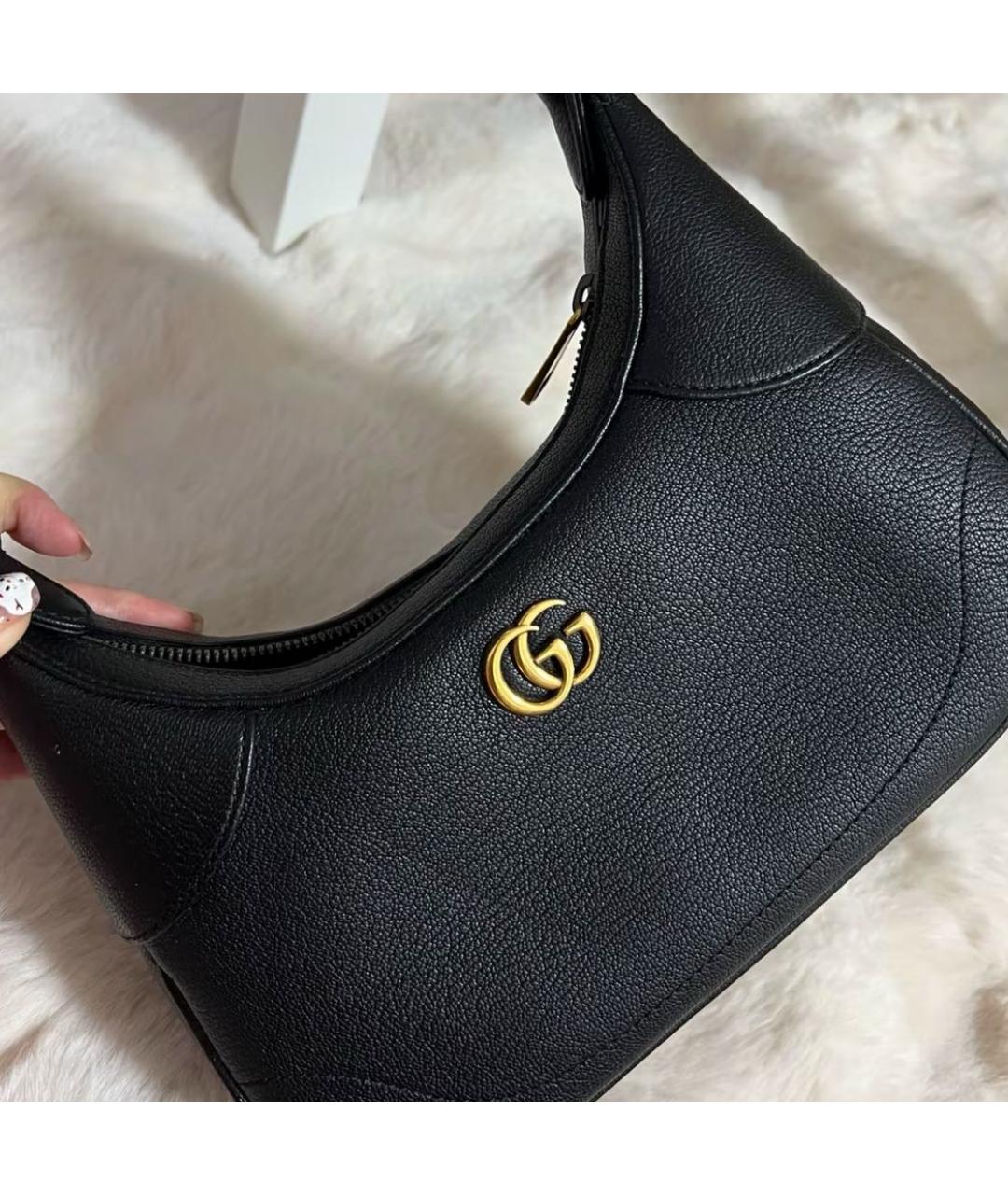 GUCCI Черная кожаная сумка с короткими ручками, фото 6