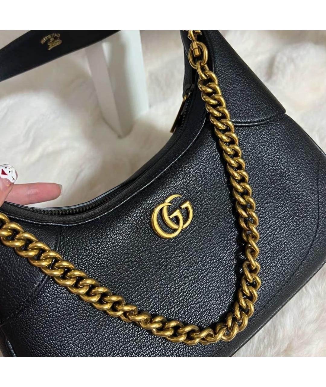 GUCCI Черная кожаная сумка с короткими ручками, фото 7