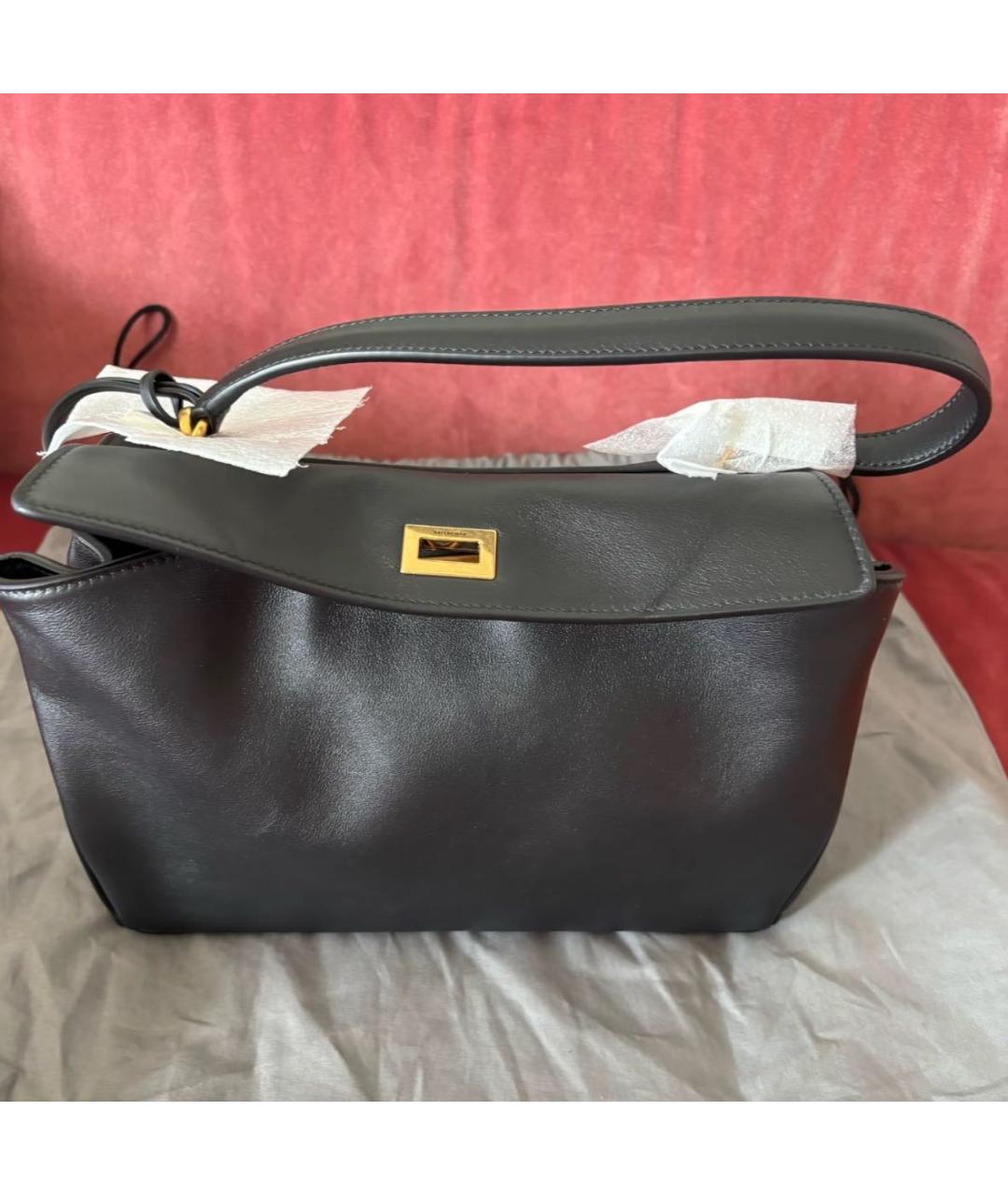 BALENCIAGA Черная кожаная сумка с короткими ручками, фото 5