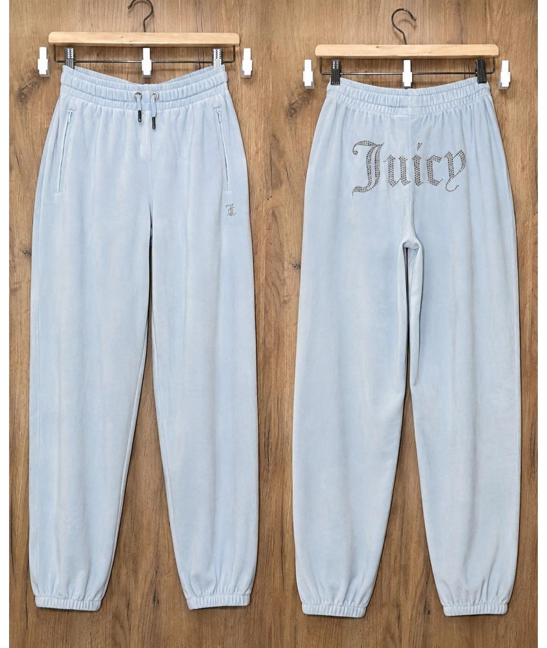 JUICY COUTURE Голубой велюровый костюм с брюками, фото 4