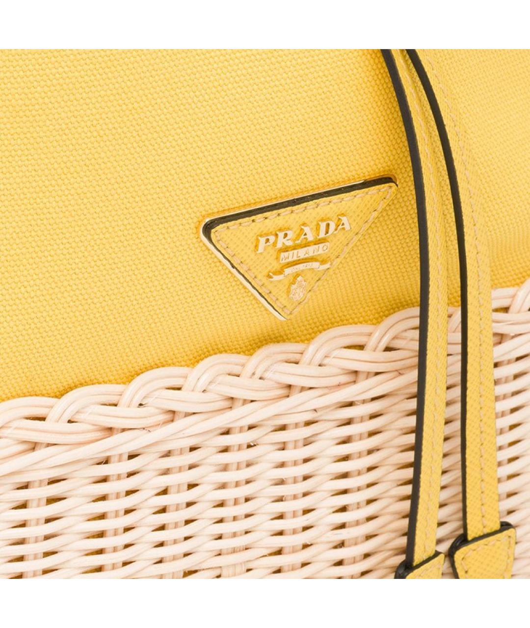 PRADA Желтая сумка через плечо из канвы, фото 4