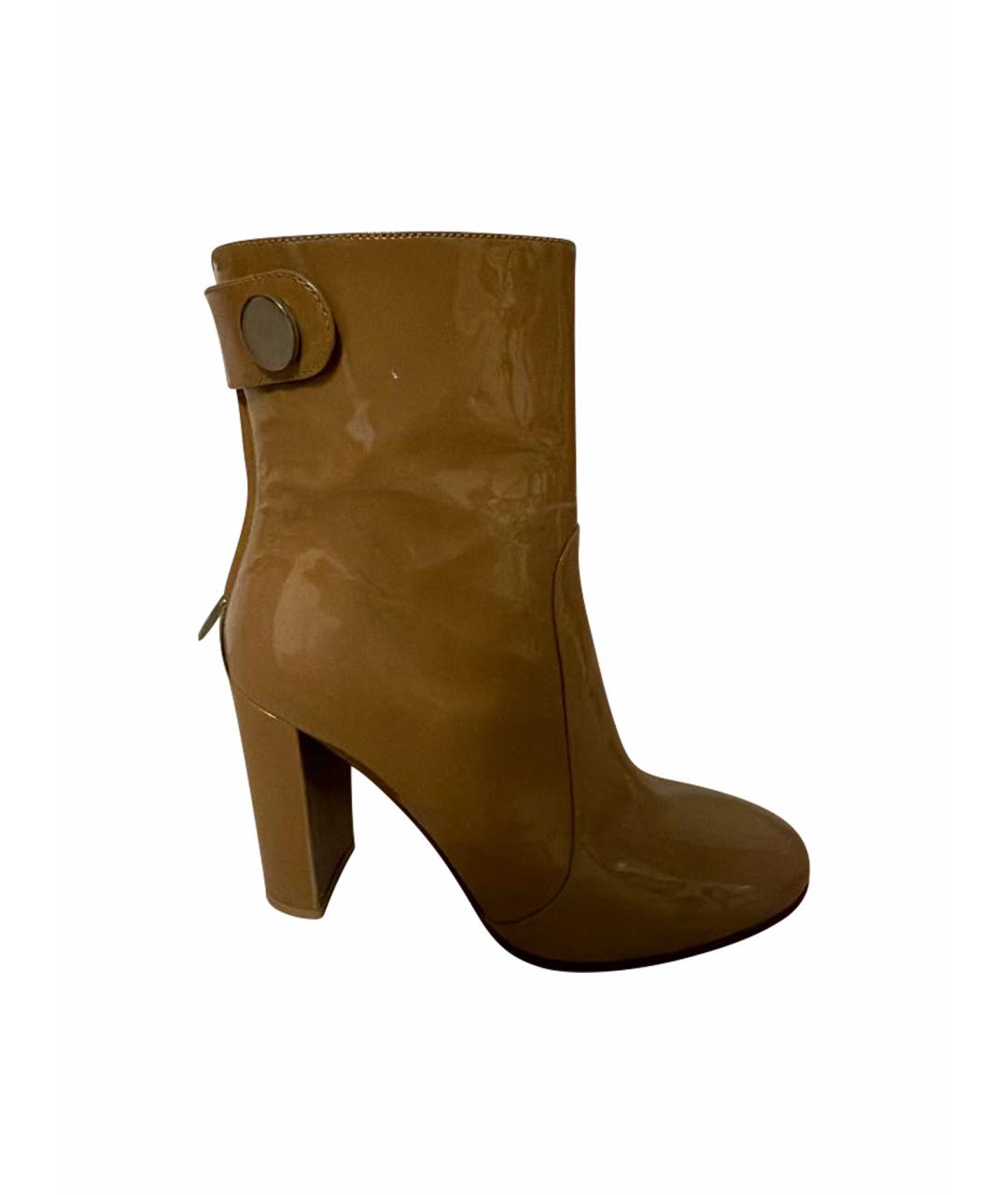 GIANVITO ROSSI Бежевые полусапоги из лакированной кожи, фото 5