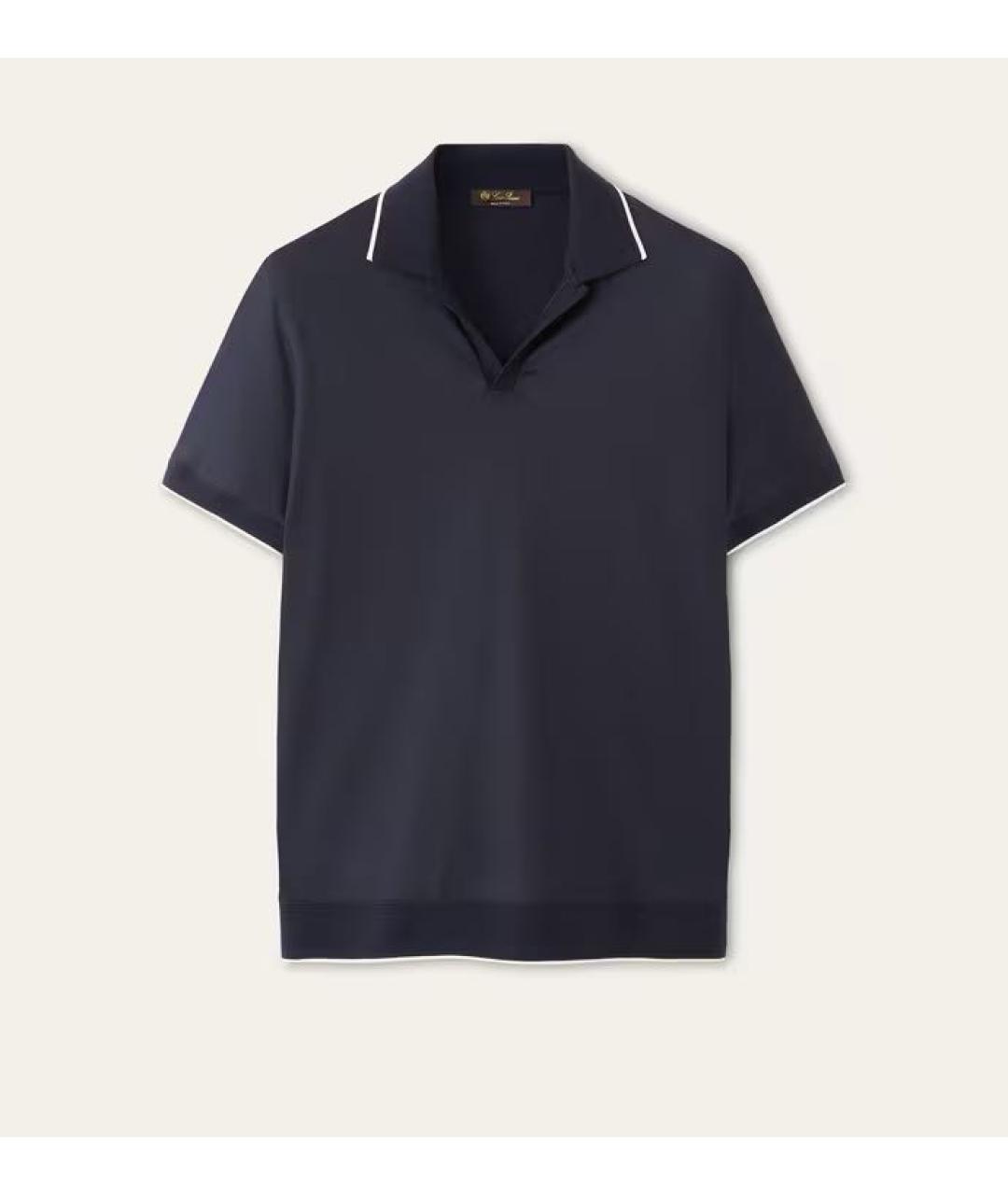 LORO PIANA Темно-синее шерстяное поло с коротким рукавом, фото 8