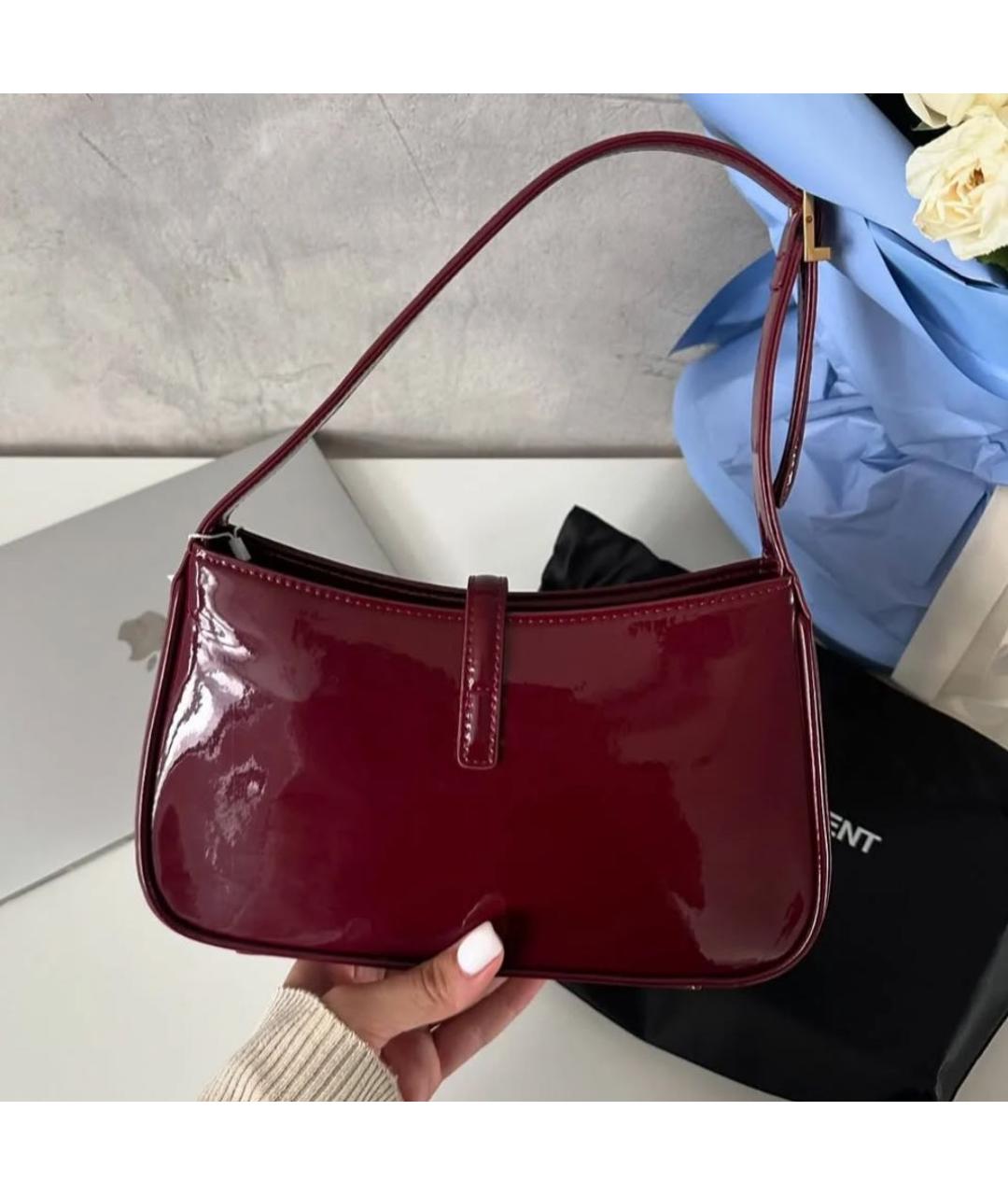 SAINT LAURENT Красная сумка с короткими ручками из лакированной кожи, фото 8