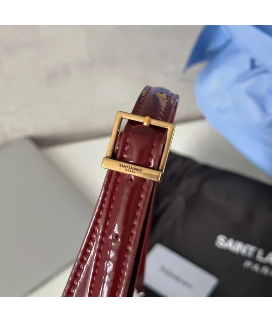 SAINT LAURENT Красная сумка с короткими ручками из лакированной кожи, фото 6