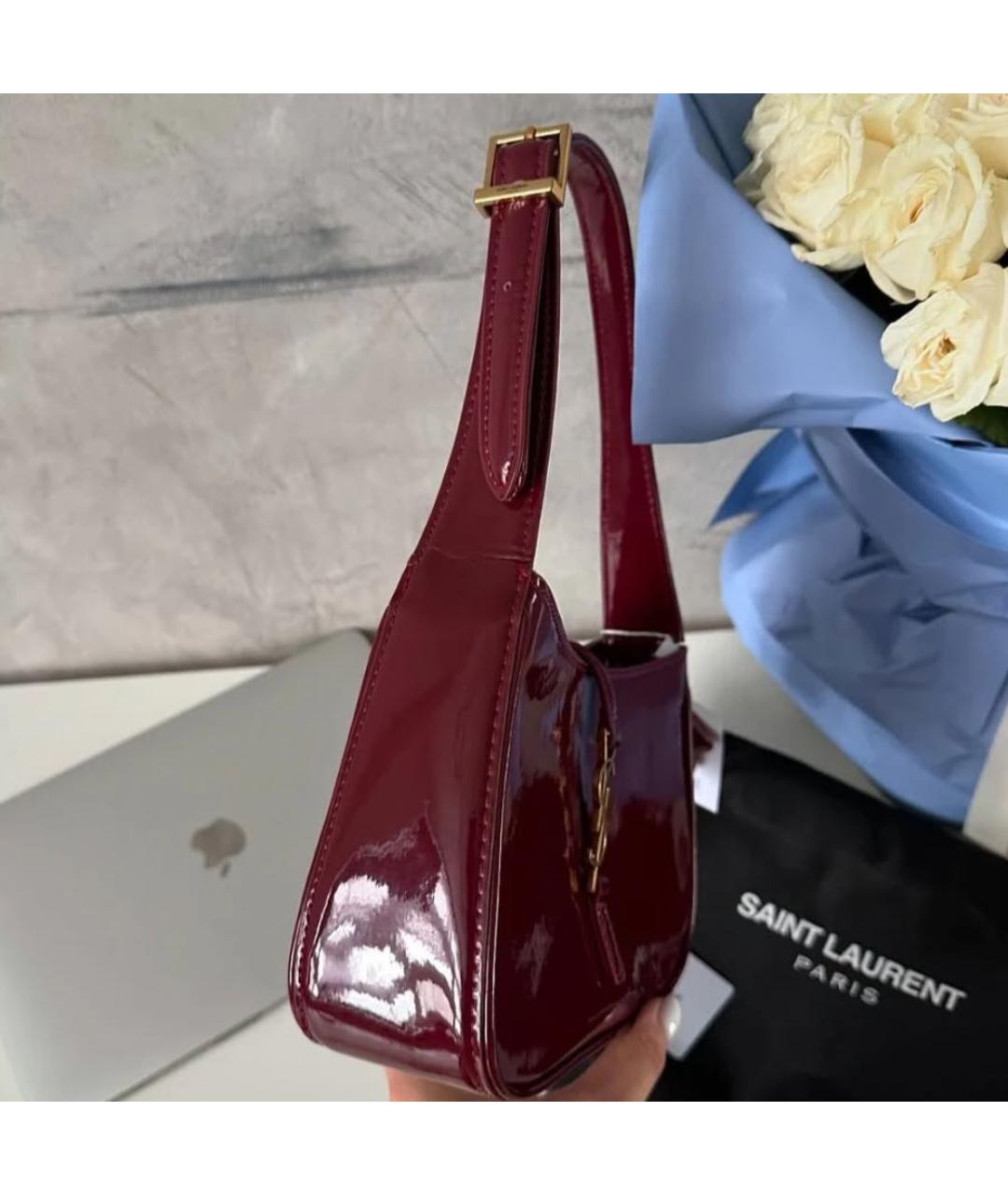 SAINT LAURENT Красная сумка с короткими ручками из лакированной кожи, фото 7