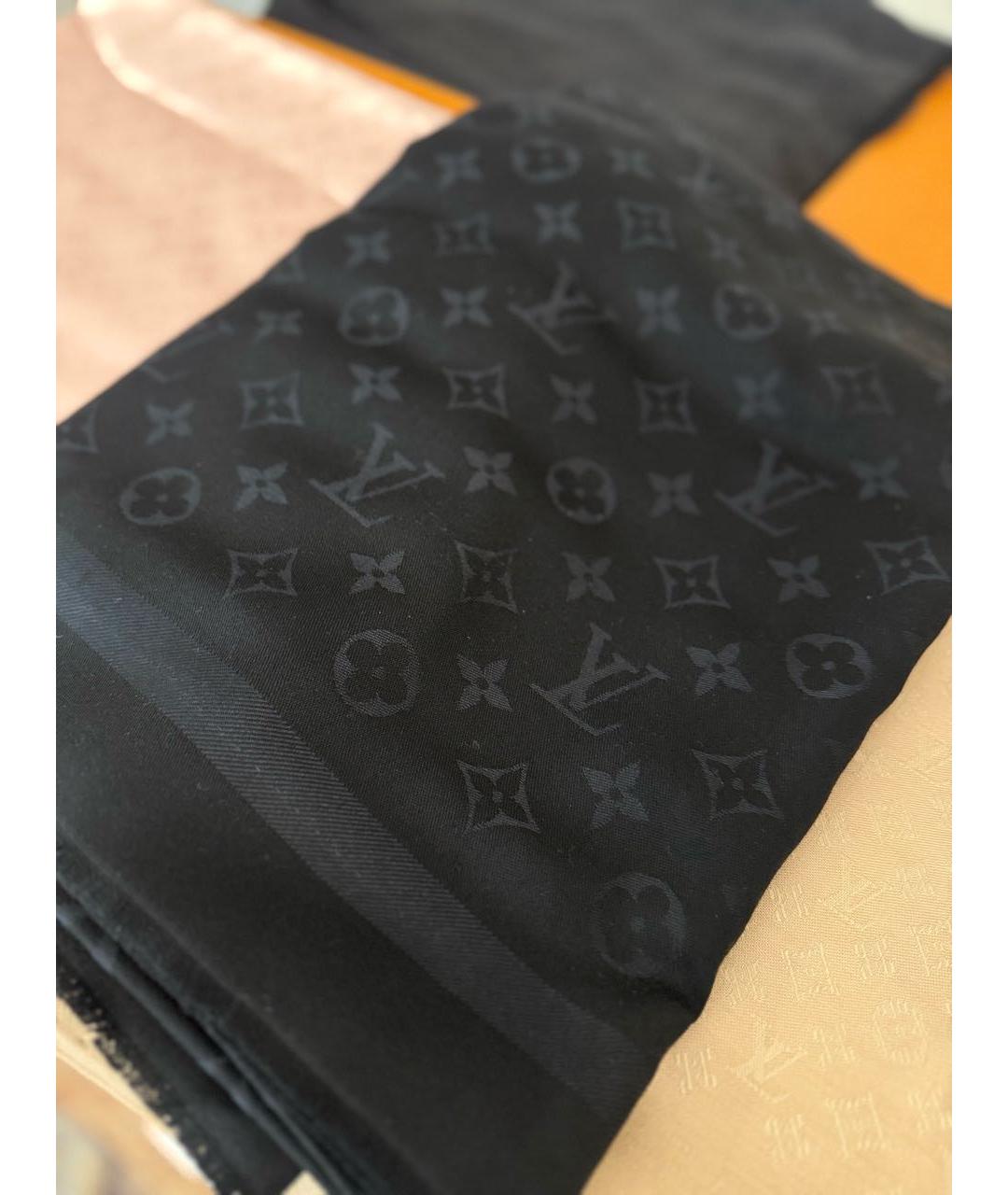 LOUIS VUITTON Черный шерстяной платок, фото 4