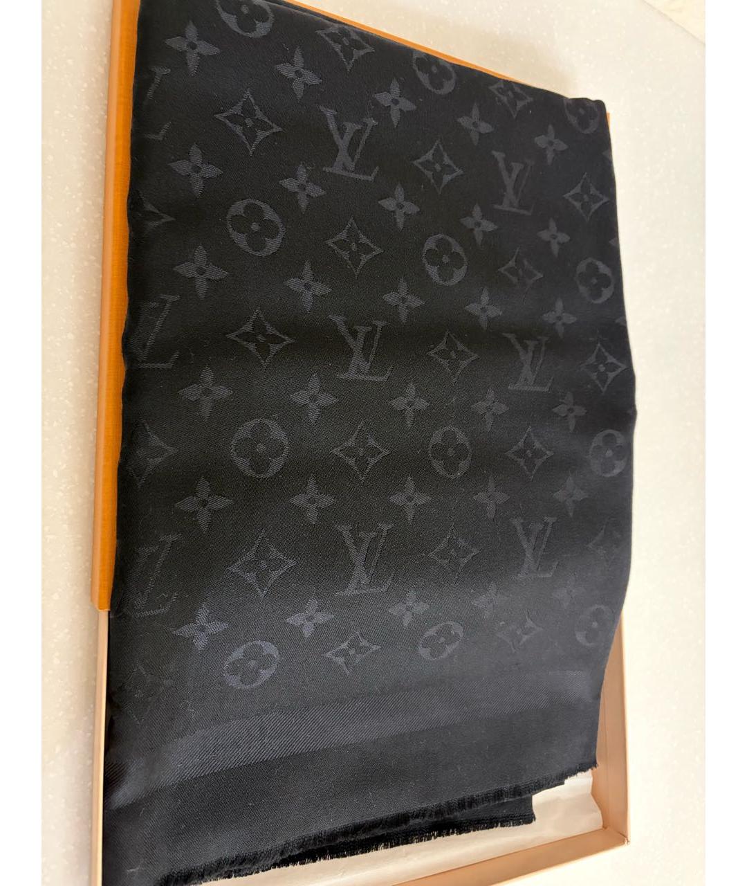 LOUIS VUITTON Черный шерстяной платок, фото 5