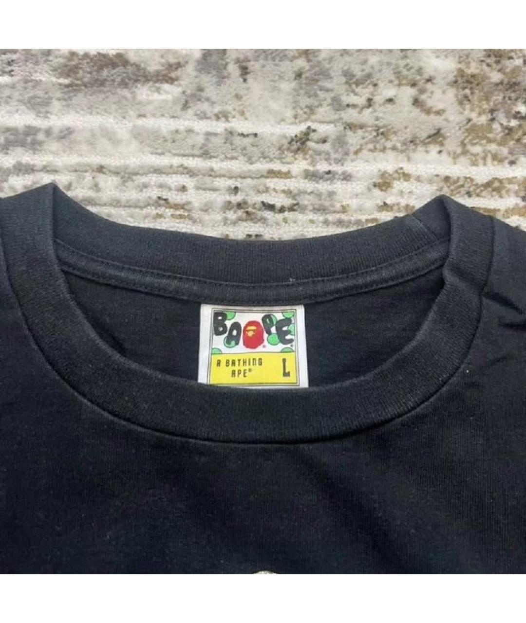 A BATHING APE Черная хлопковая футболка, фото 3