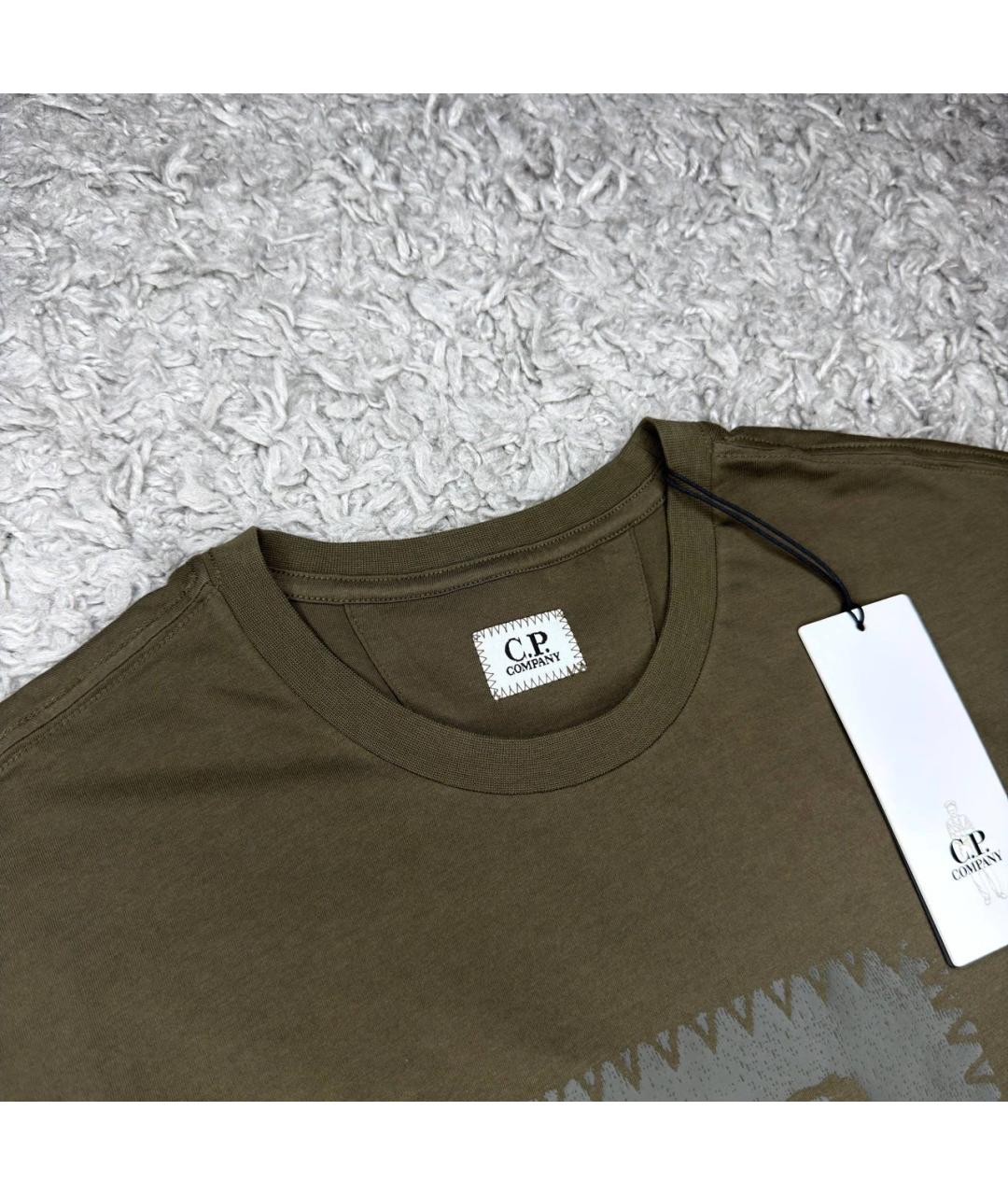 CP COMPANY Коричневая хлопковая футболка, фото 3