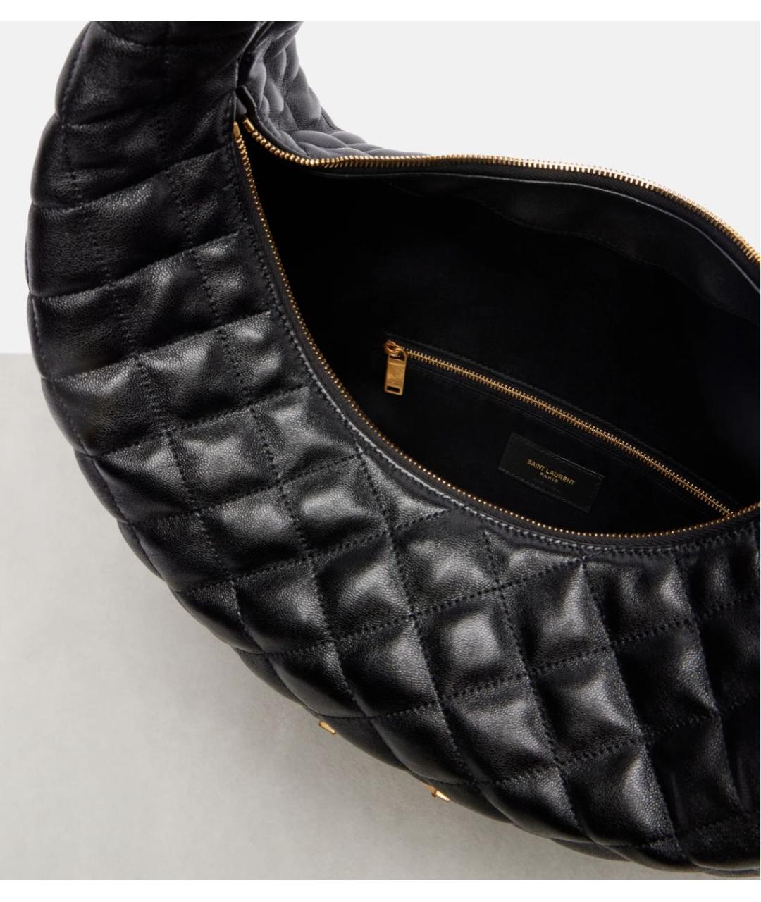 SAINT LAURENT Черная кожаная сумка с короткими ручками, фото 8