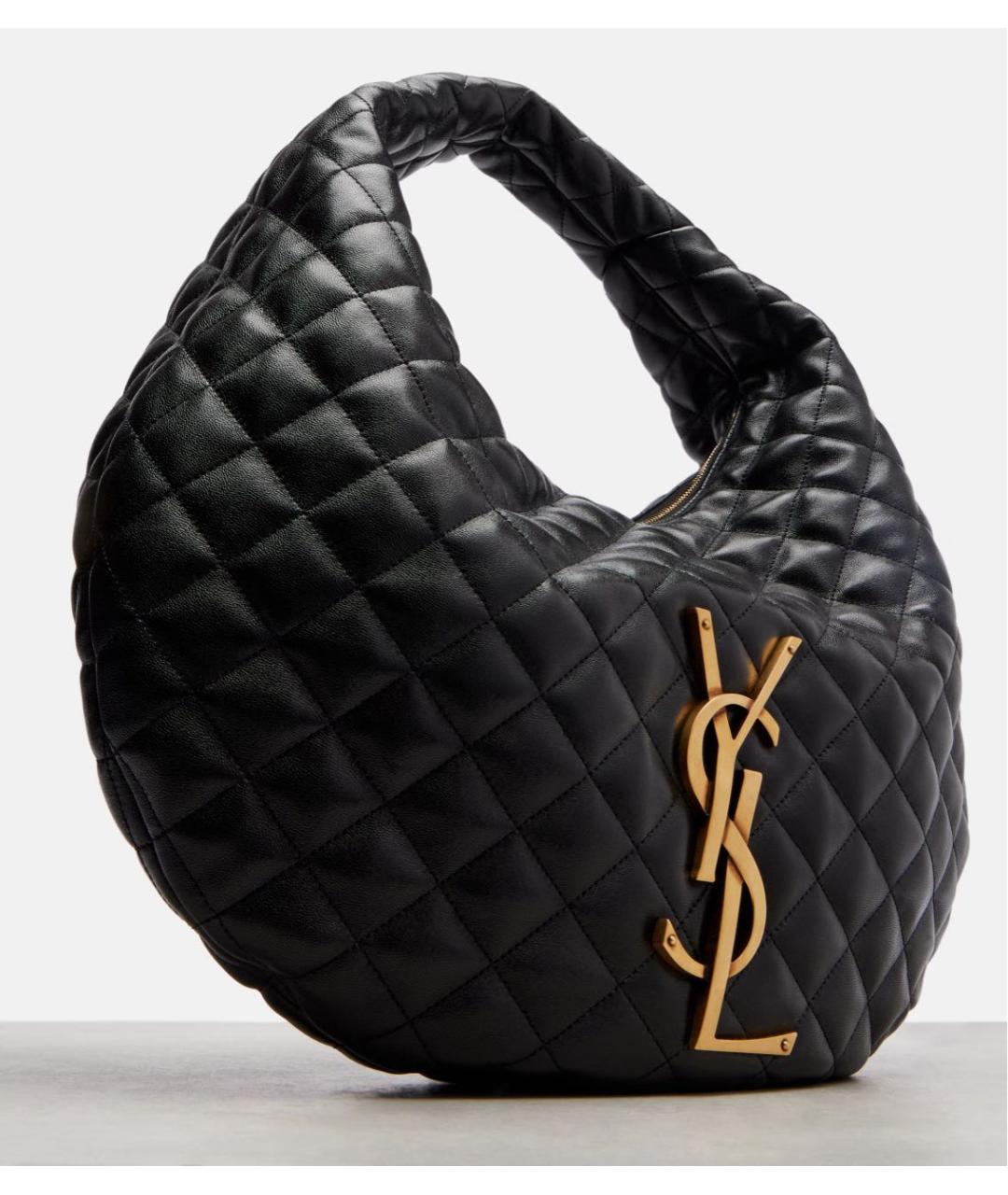 SAINT LAURENT Черная кожаная сумка с короткими ручками, фото 5