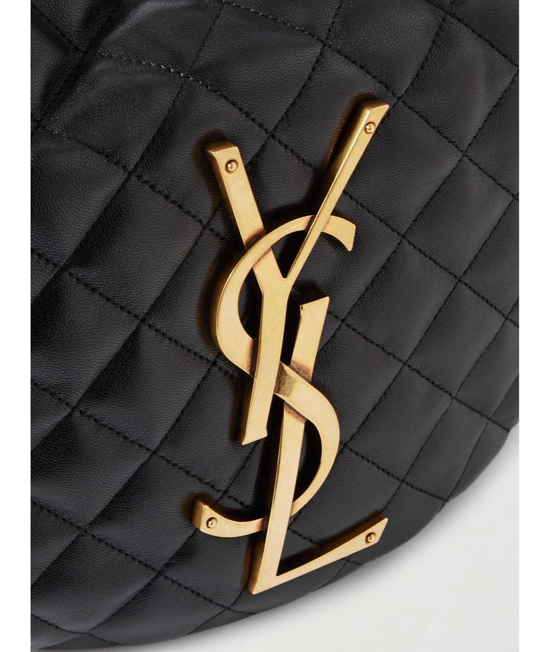 SAINT LAURENT Черная кожаная сумка с короткими ручками, фото 4