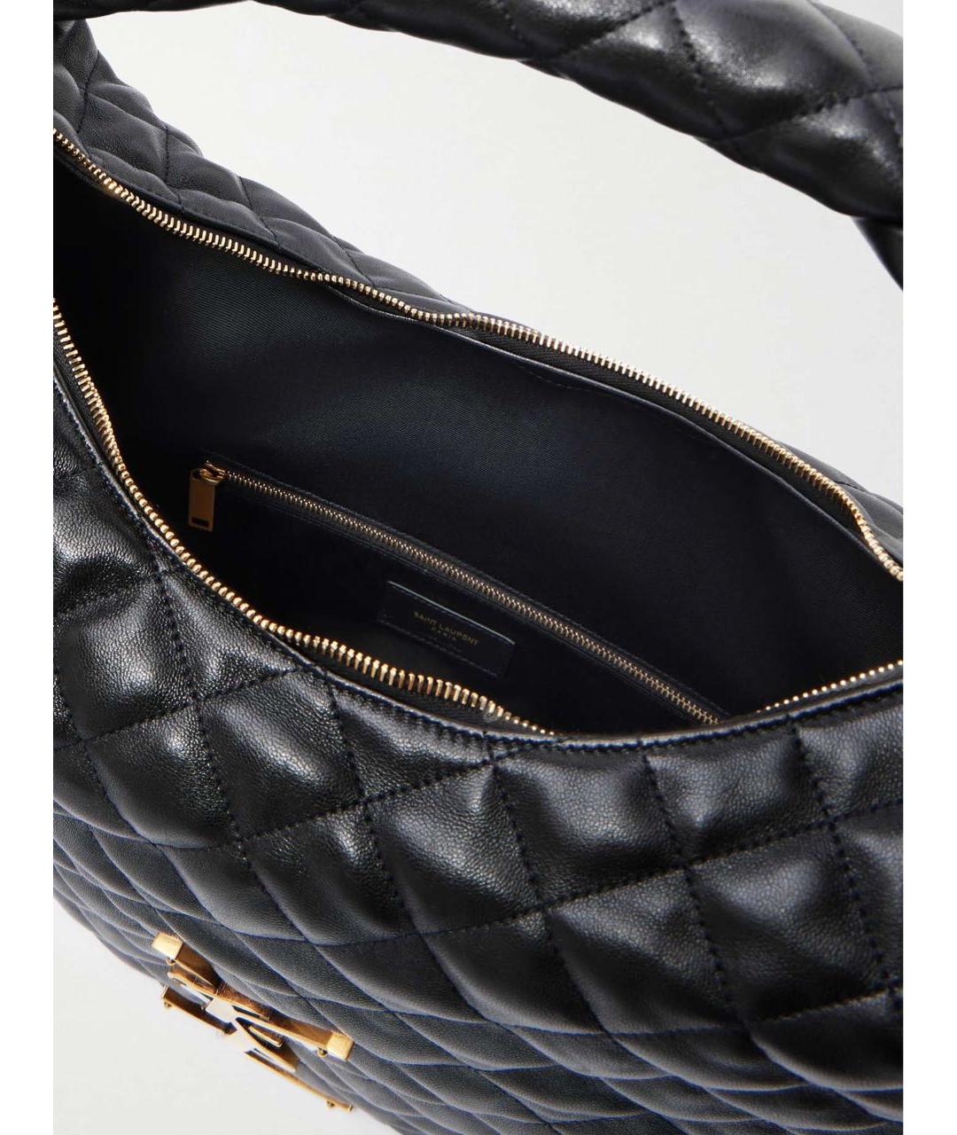 SAINT LAURENT Черная кожаная сумка с короткими ручками, фото 6