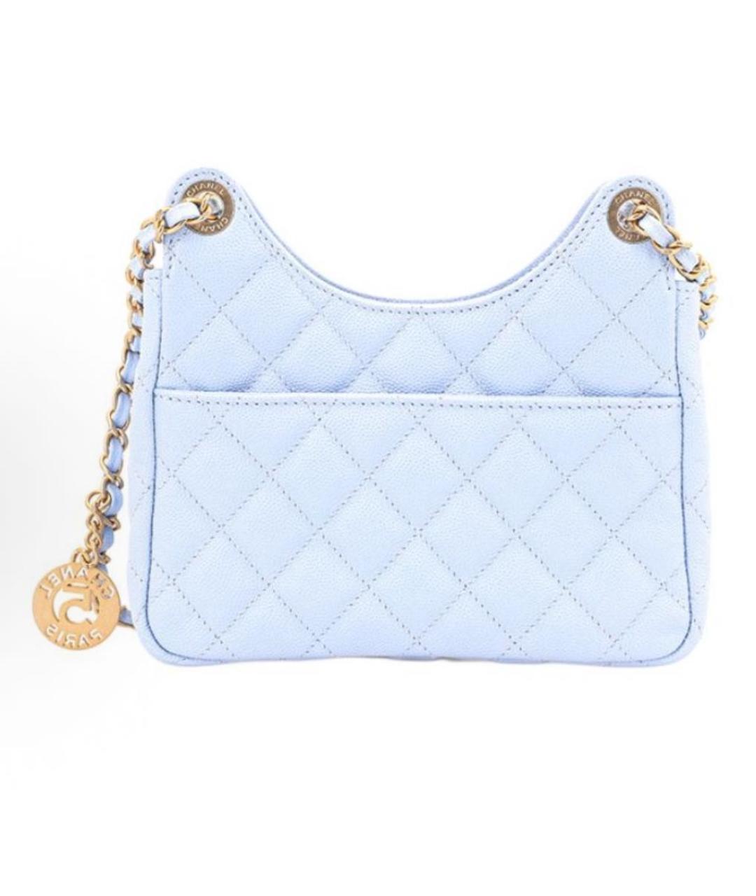 CHANEL Голубая кожаная сумка через плечо, фото 3