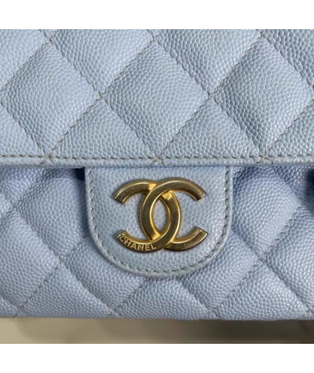 CHANEL Голубая кожаная сумка через плечо, фото 5