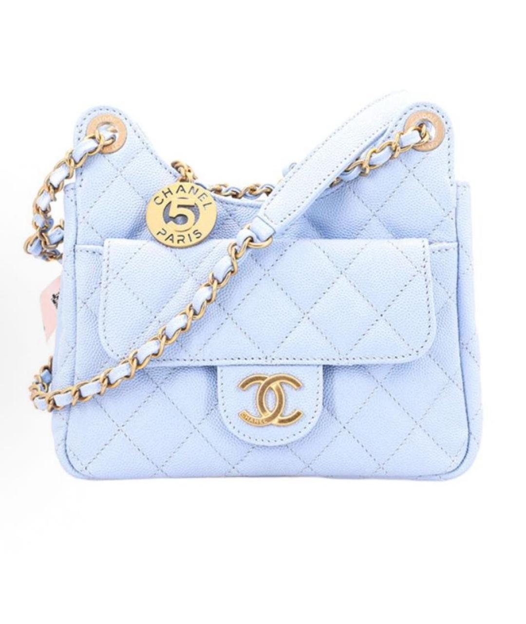 CHANEL Голубая кожаная сумка через плечо, фото 9