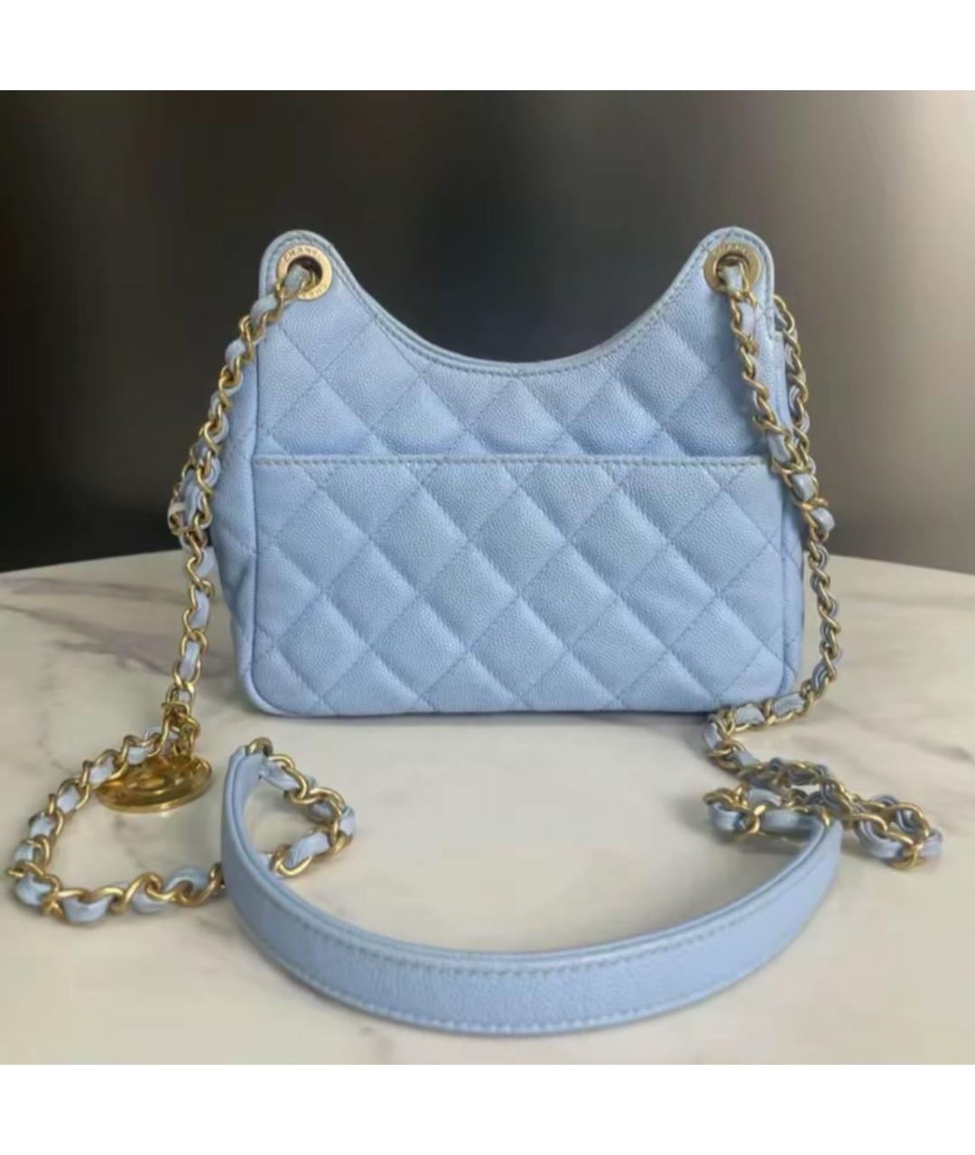 CHANEL Голубая кожаная сумка через плечо, фото 7