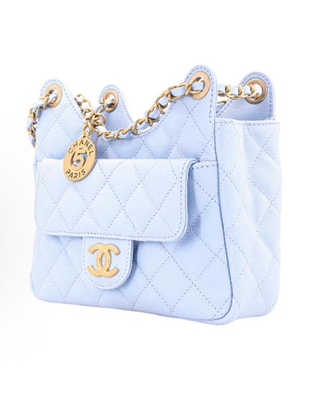CHANEL Голубая кожаная сумка через плечо, фото 2