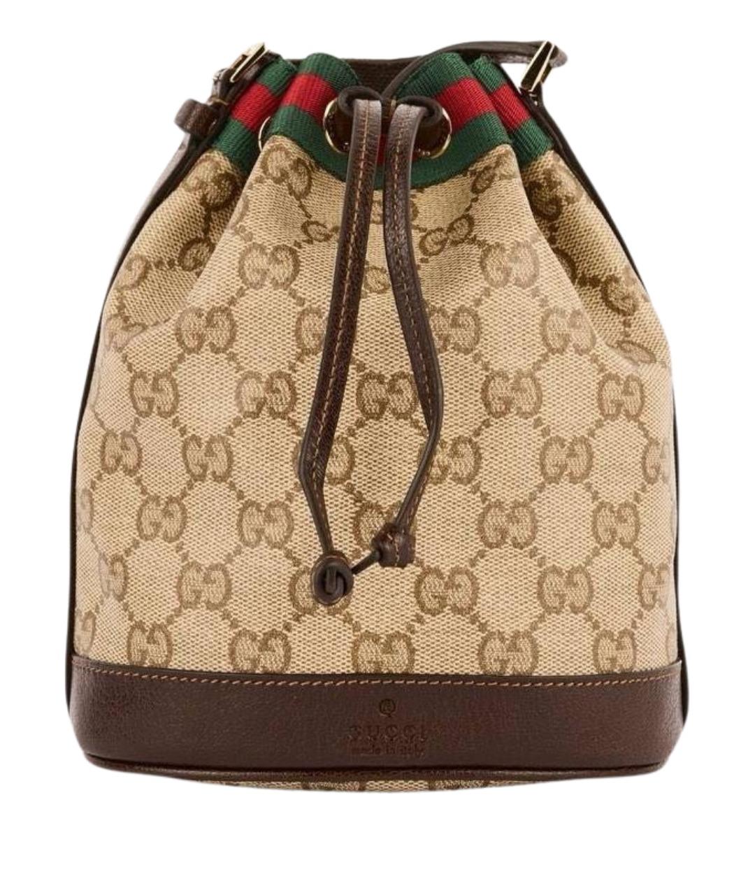 GUCCI Коричневая сумка через плечо из канвы, фото 1