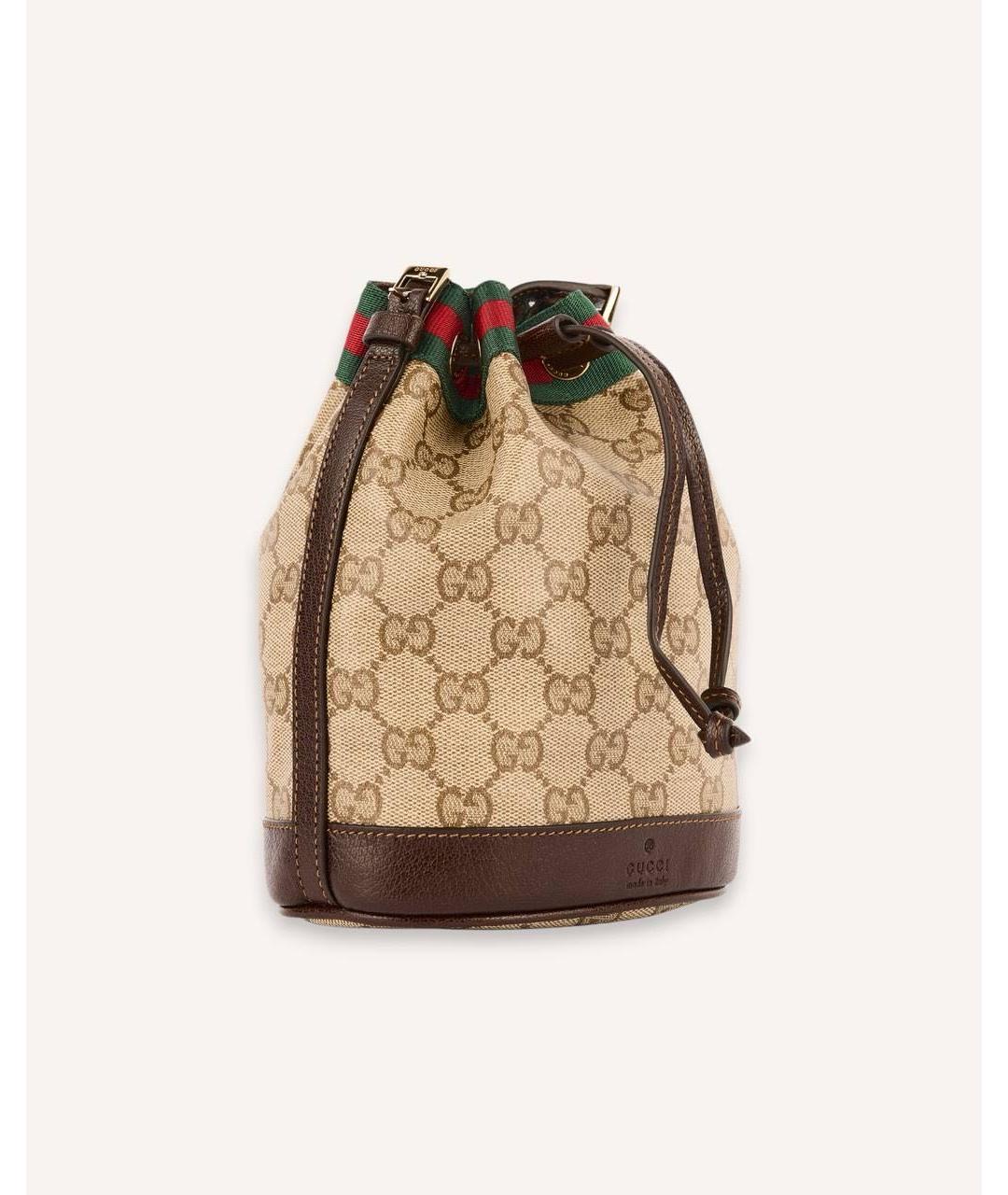 GUCCI Коричневая сумка через плечо из канвы, фото 2