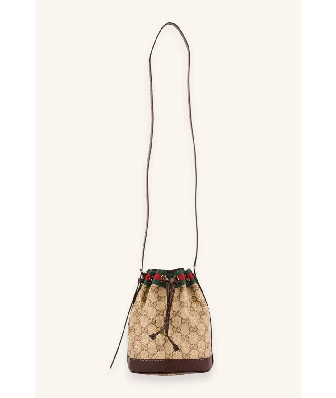GUCCI Коричневая сумка через плечо из канвы, фото 6