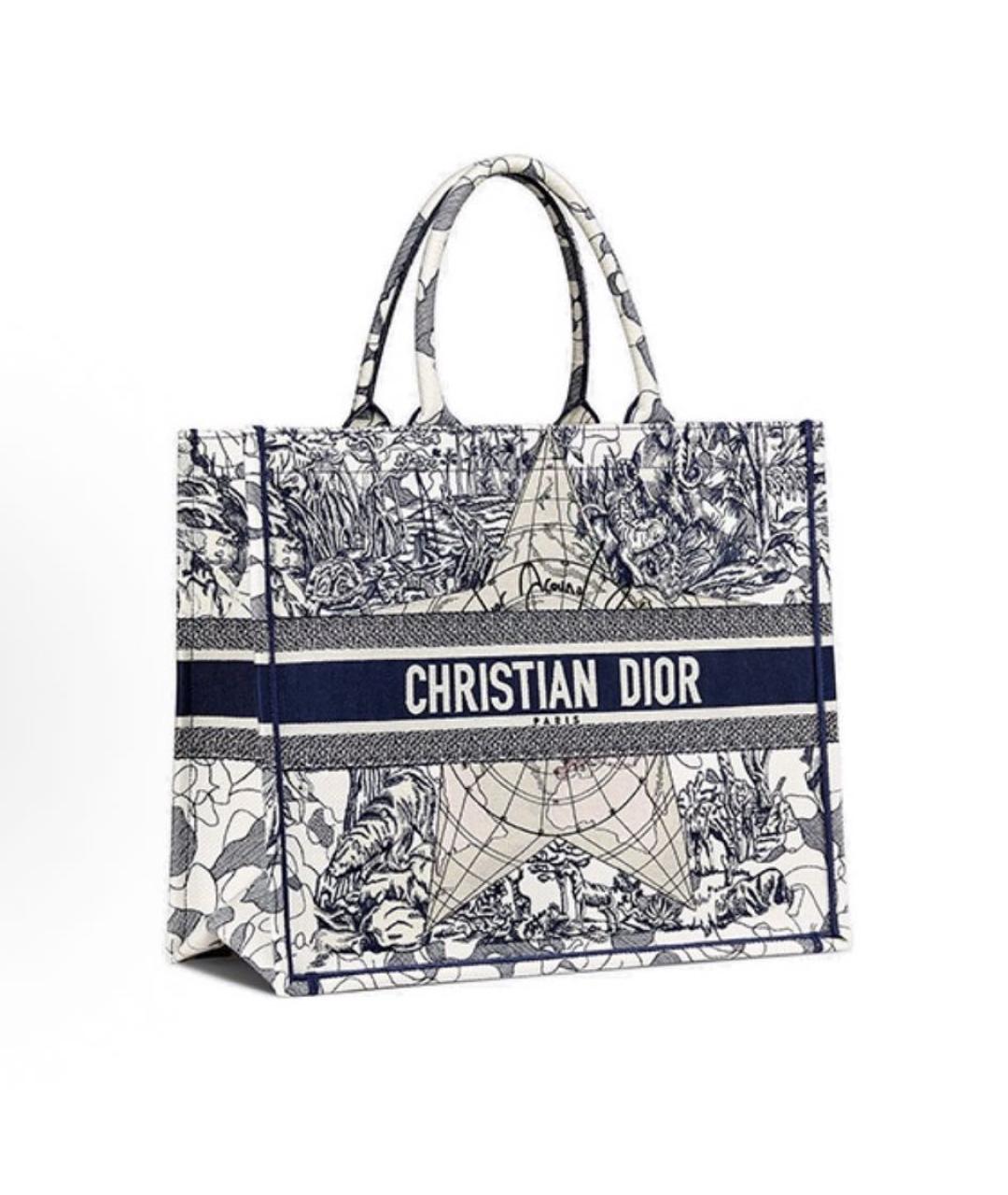 CHRISTIAN DIOR Синяя жаккардовая сумка тоут, фото 2