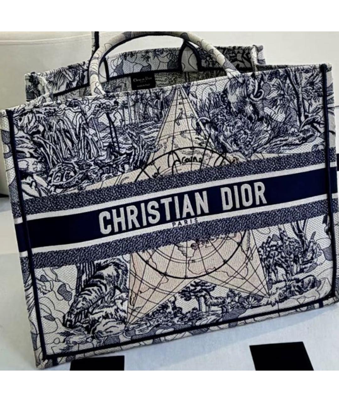 CHRISTIAN DIOR Синяя жаккардовая сумка тоут, фото 7