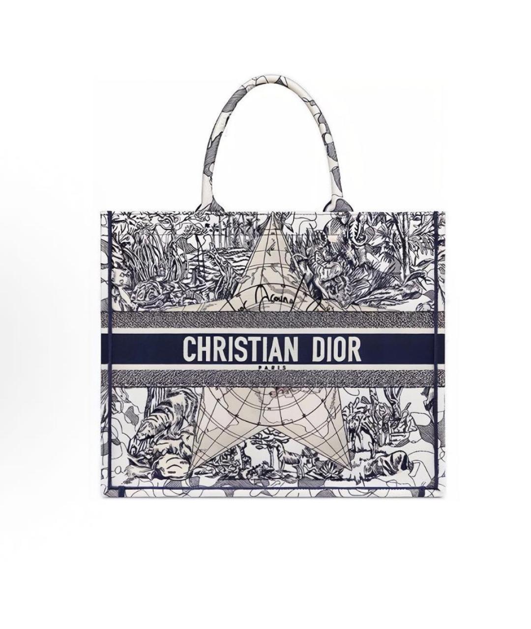CHRISTIAN DIOR Синяя жаккардовая сумка тоут, фото 8