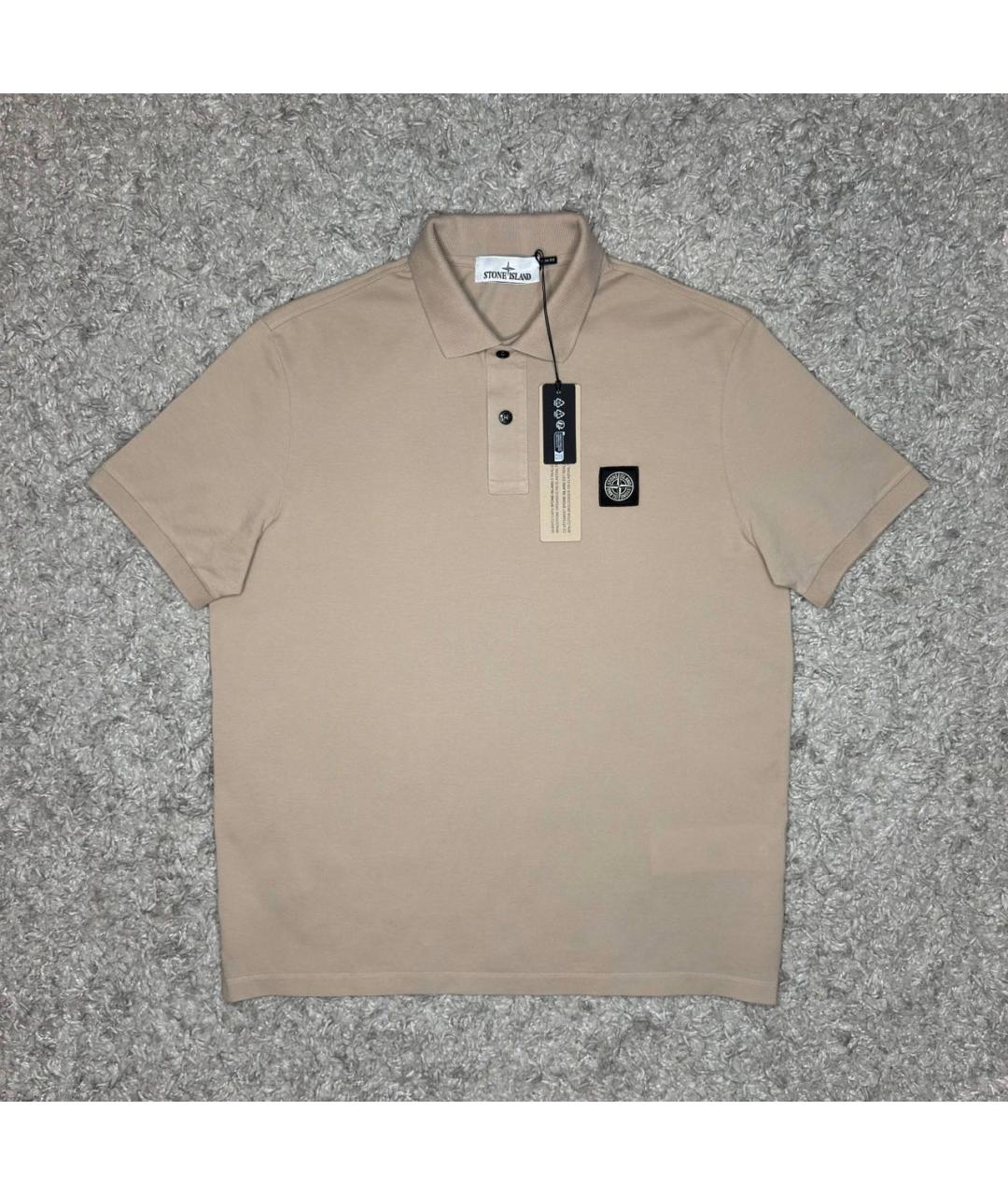 STONE ISLAND Бежевое хлопковое поло с коротким рукавом, фото 6