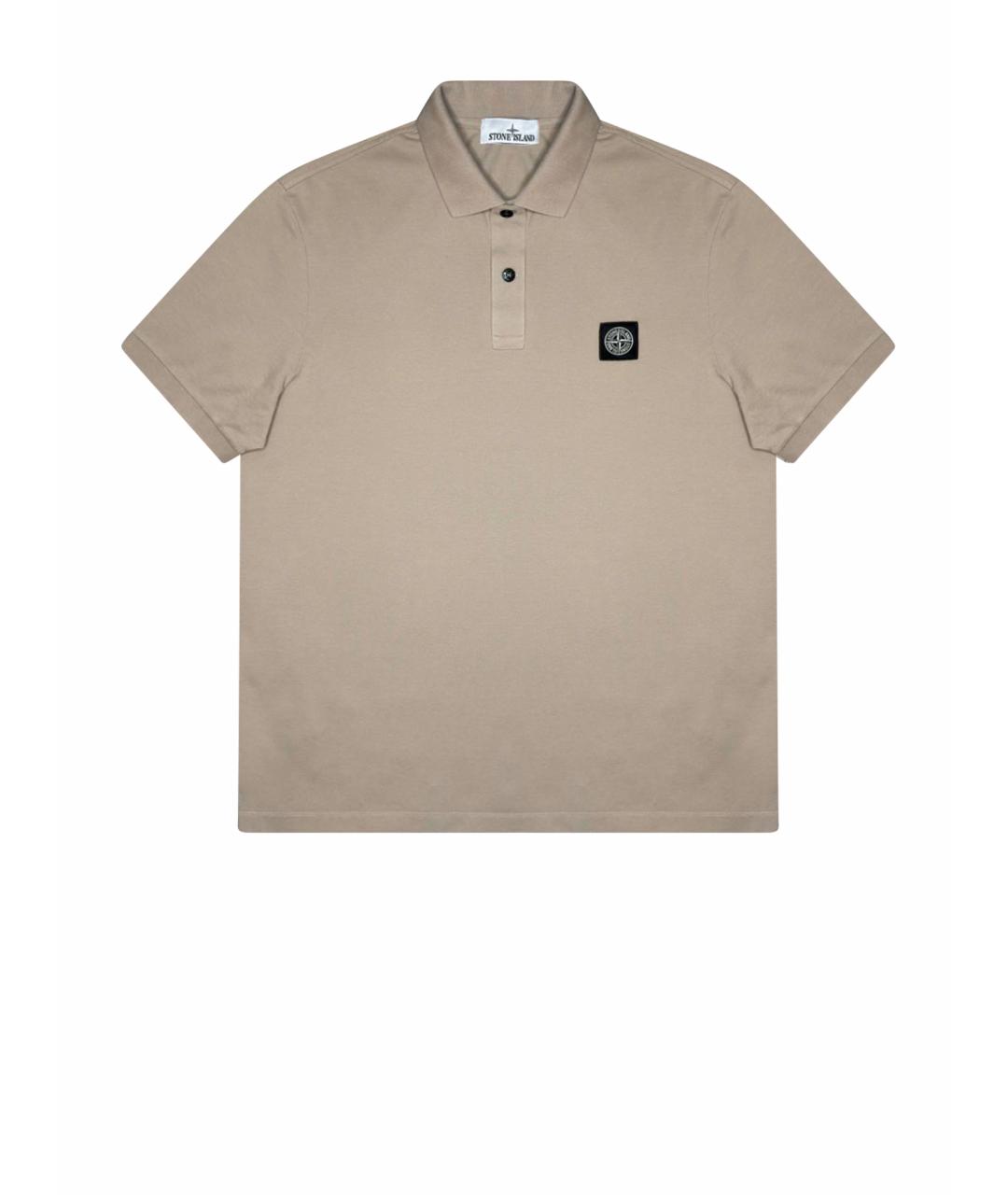 STONE ISLAND Бежевое хлопковое поло с коротким рукавом, фото 1