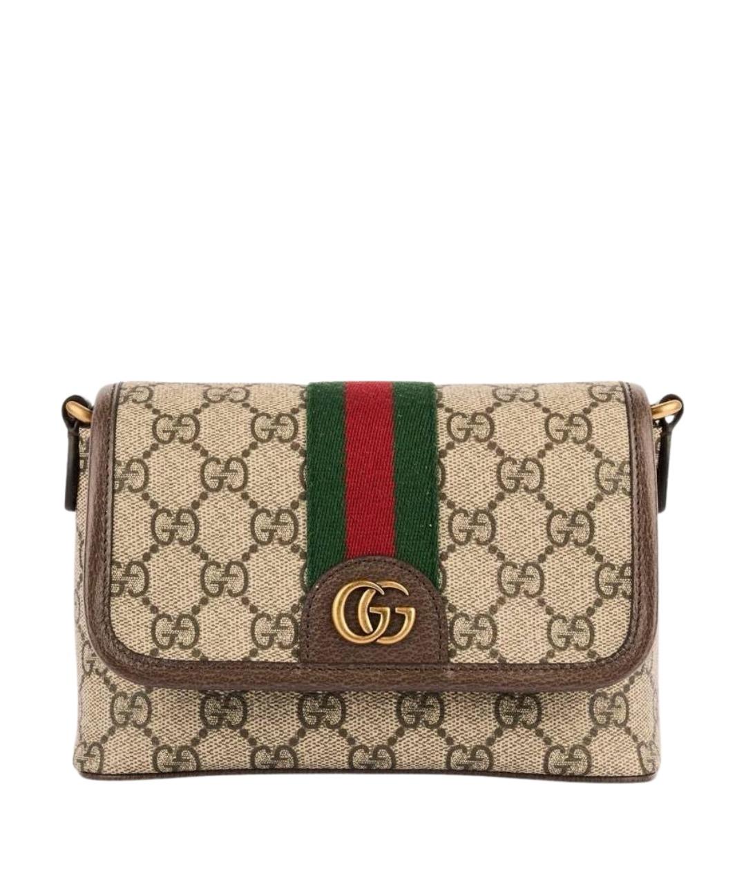 GUCCI Коричневая сумка через плечо из канвы, фото 1