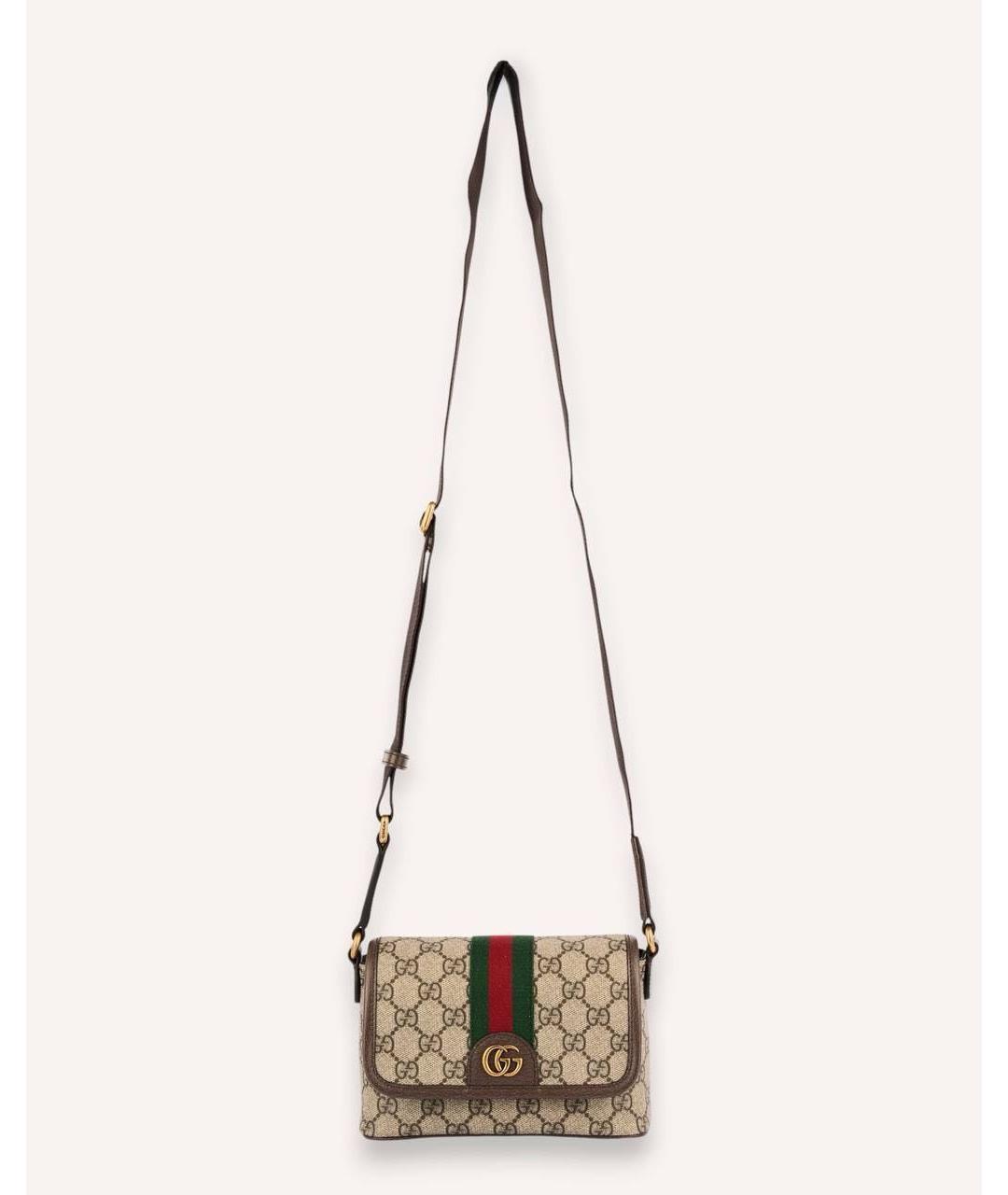 GUCCI Коричневая сумка через плечо из канвы, фото 6