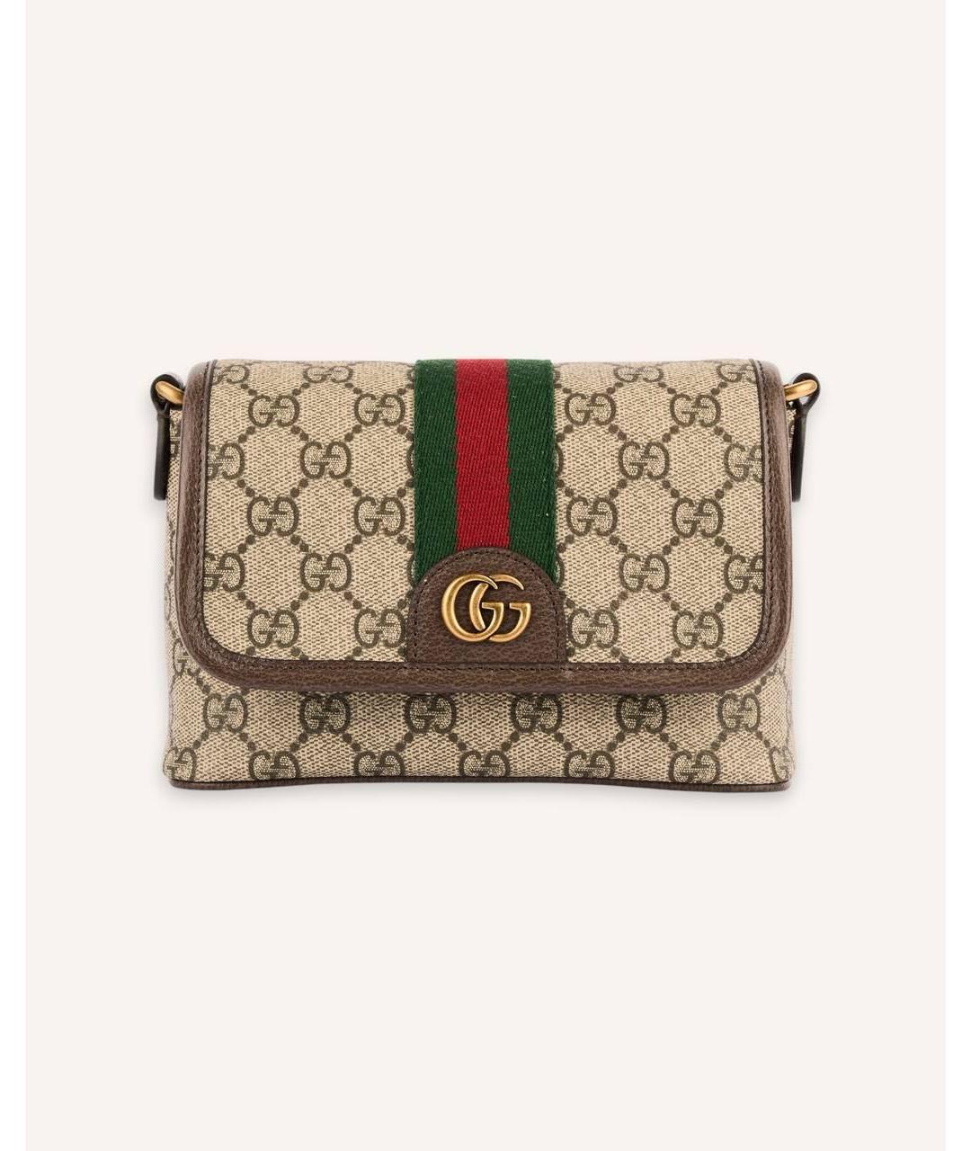GUCCI Коричневая сумка через плечо из канвы, фото 7