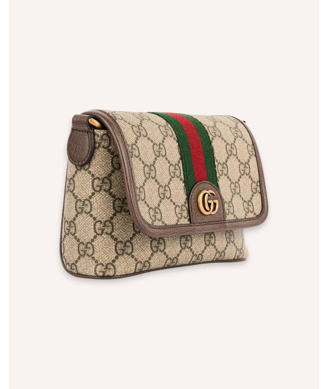 GUCCI Коричневая сумка через плечо из канвы, фото 2