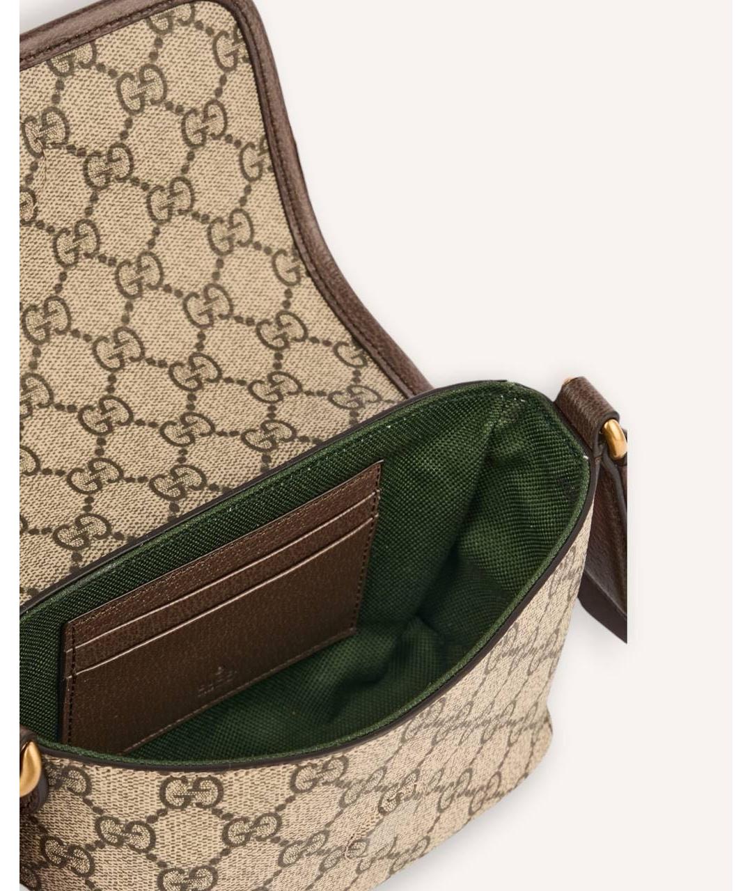 GUCCI Коричневая сумка через плечо из канвы, фото 5